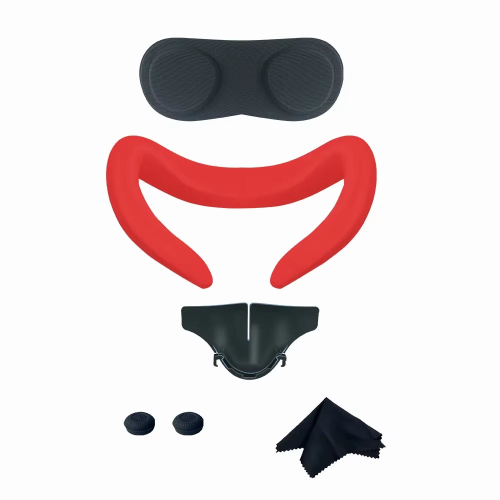 6 in 1 VR Accessories for Quest 3 Lens Protection Silicone Face Mask Cover Protective Cover Anti-Slip Cover for