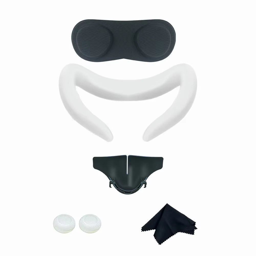 6 in 1 VR Accessories for Quest 3 Lens Protection Silicone Face Mask Cover Protective Cover Anti-Slip Cover for