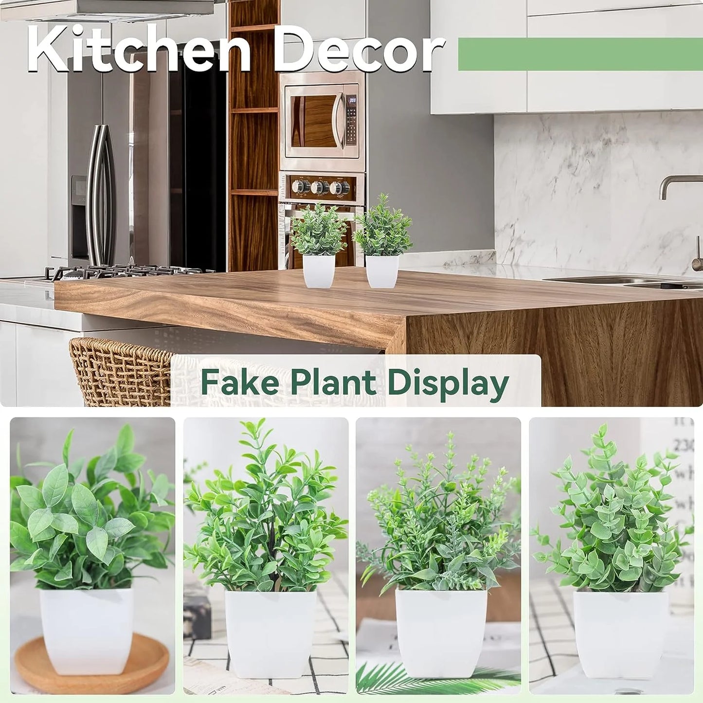 4Pcs Fake Plants Small Artificial Greenery Potted Plants Mini Simulation Eucalyptus for Home Office Table Decor