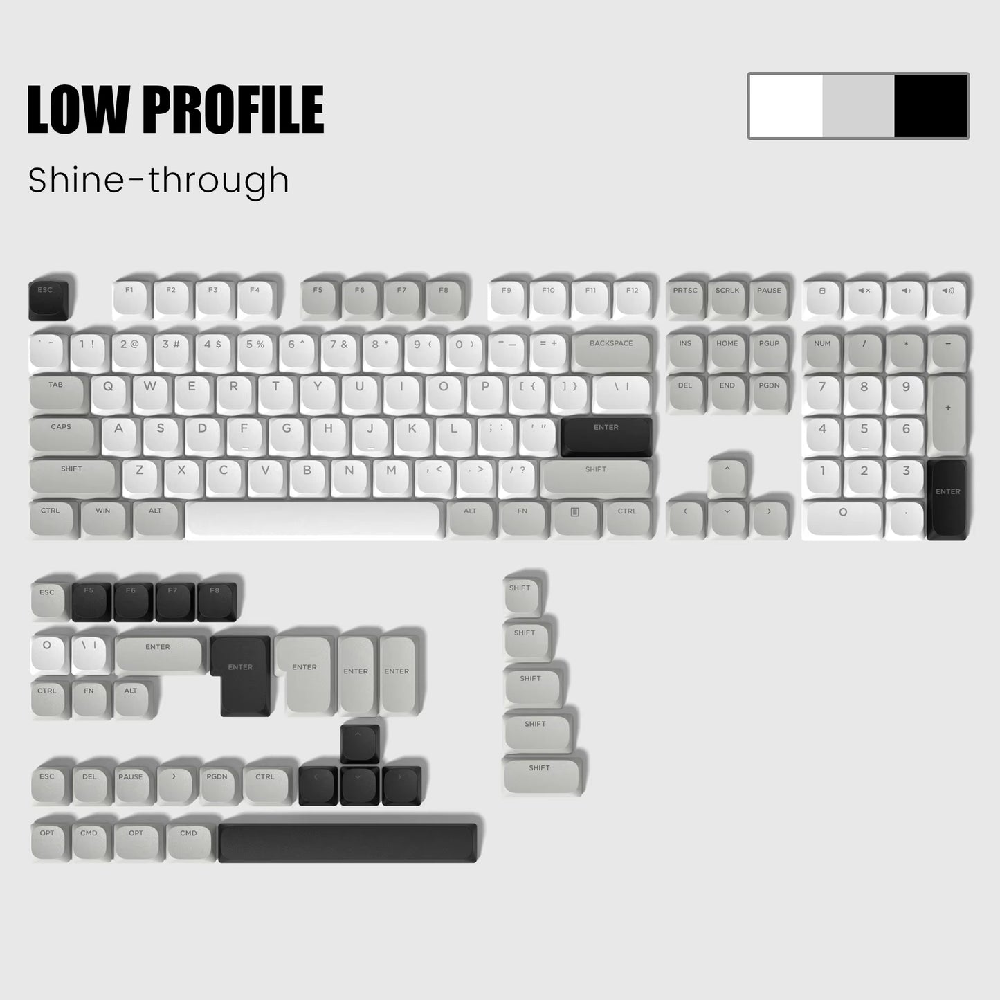 138 Keys Low Profile PBT Keycaps Custom Double Shot Slim MX Keycaps for Gateron Cherry MX Mechanical Switches Gaming Keyboards