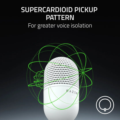 Seiren V3 Mini Ultra-Compact USB Microphone, Tap to Mute, White Edition