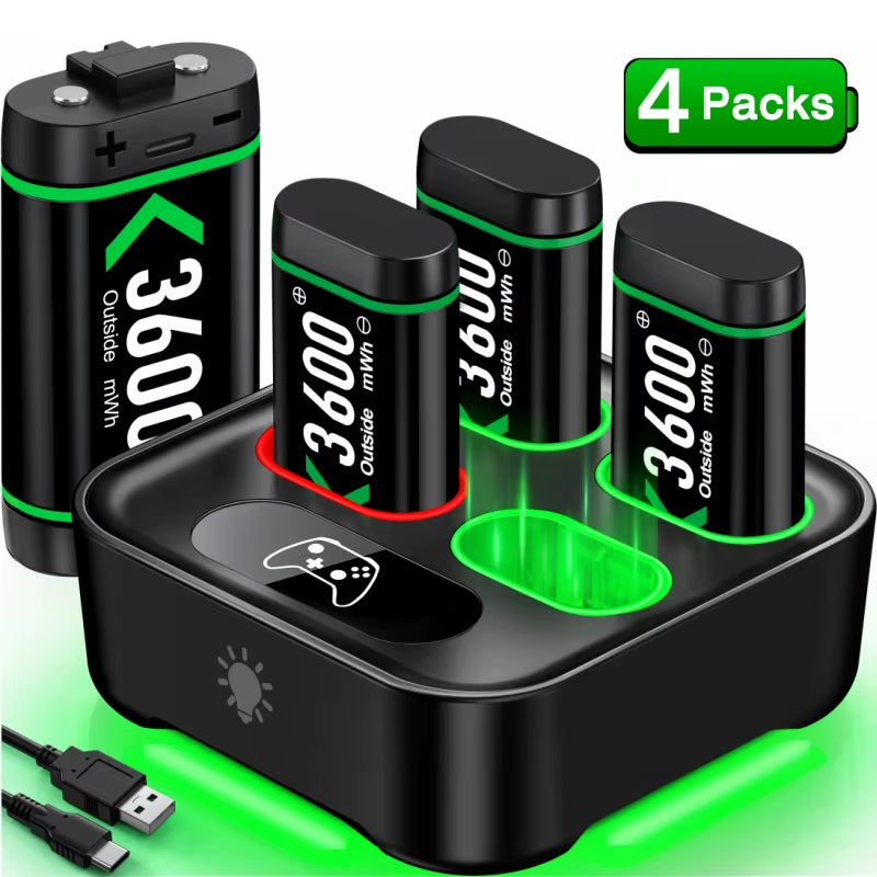 Rechargeable Battery for Xbox One Controller 4 X 3600Mwh Battery for Xbox One/Xbox Series X/S Charging Accessories ﻿