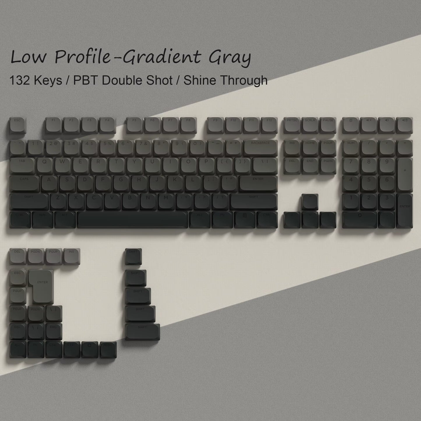 138 Keys Low Profile PBT Keycaps Custom Double Shot Slim MX Keycaps for Gateron Cherry MX Mechanical Switches Gaming Keyboards