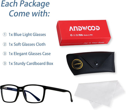 Blue Light Blocking Glasses Men Women Computer Filter Large Frame Bluelight Blocker anti Blue Ray Lightweight AR002