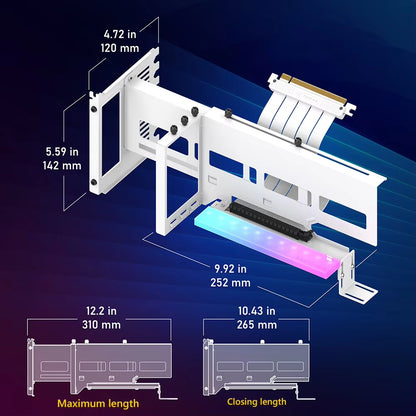 EZ-40 ARGB Graphics Card Vertical Bracket GPU Holder 5V 3PIN Graphics Card Mount Support with PCI-E 4.0 X16 Adapter Cable for PC