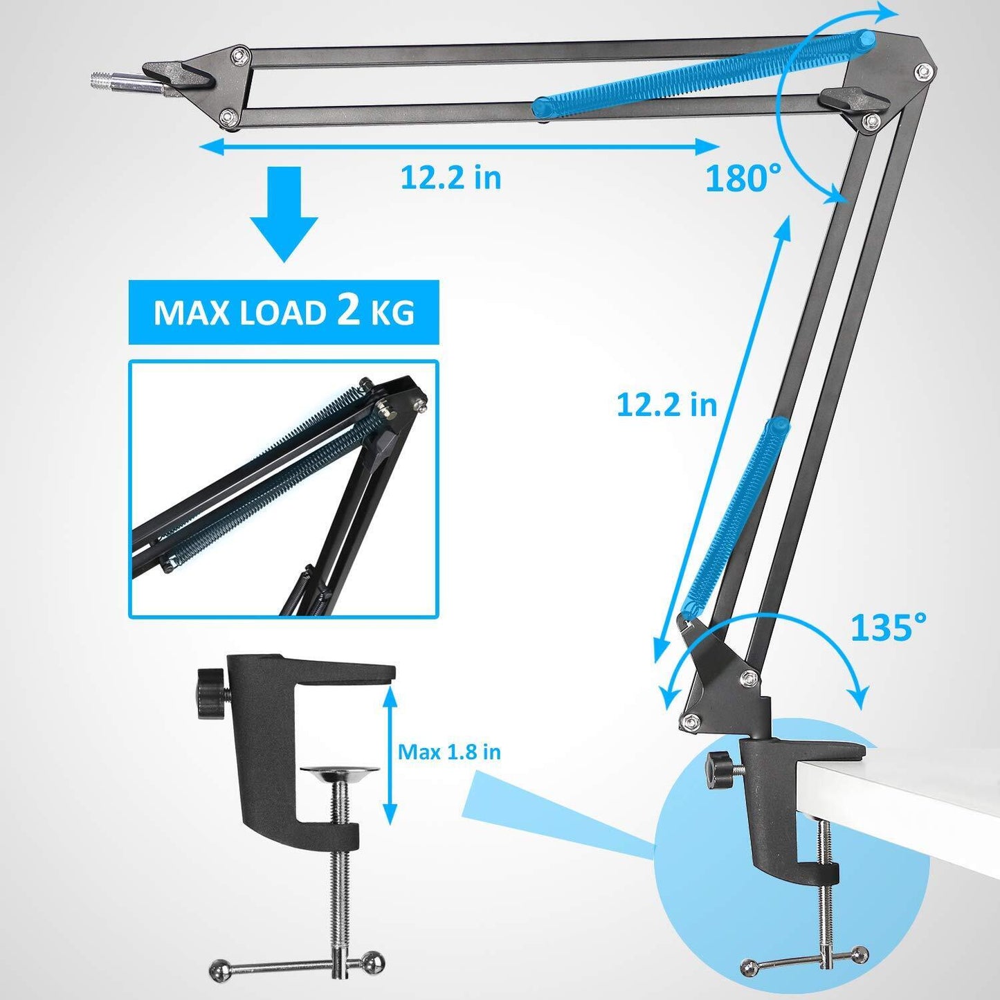 SM58 Mic Stand with Windscreen - Microphone Boom Arm Stand with Foam Cover Po...