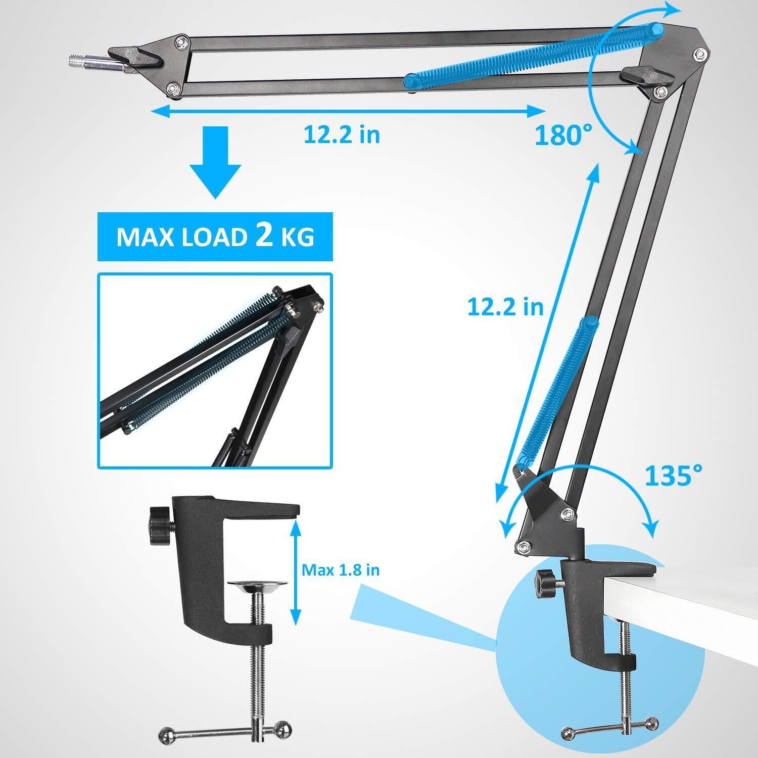 SM58 Mic Stand with Windscreen - Microphone Boom Arm Stand with Foam Cover Po...