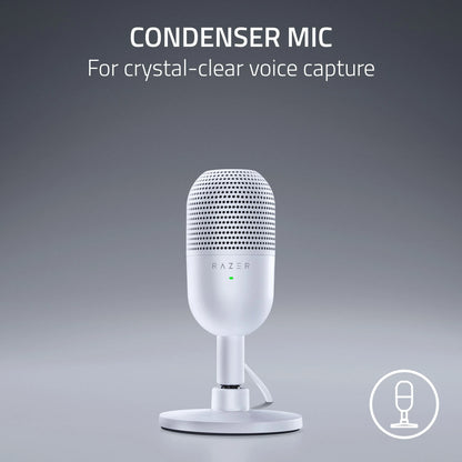 Seiren V3 Mini Ultra-Compact USB Microphone, Tap to Mute, White Edition