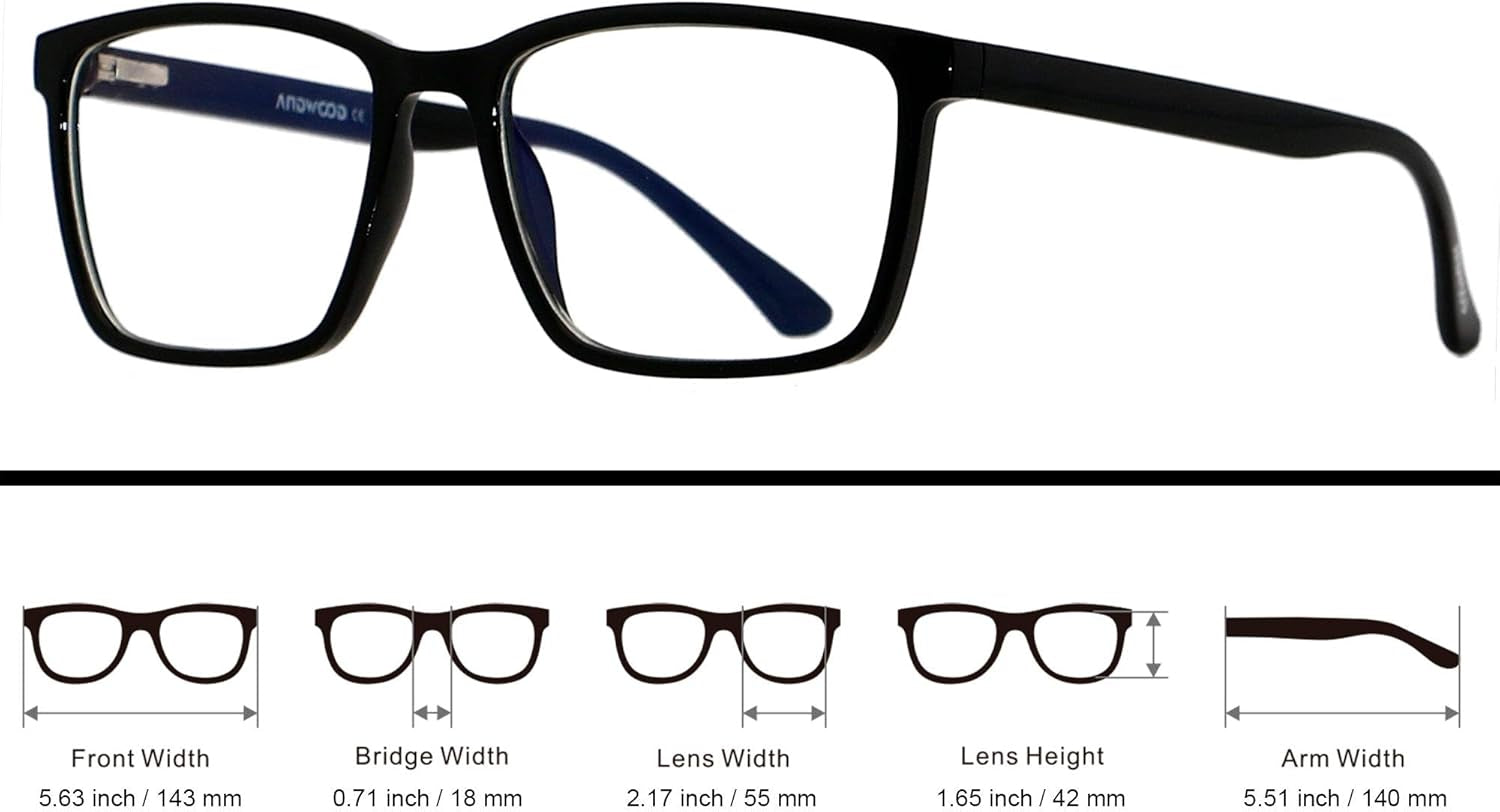 Blue Light Blocking Glasses Men Women Computer Filter Large Frame Bluelight Blocker anti Blue Ray Lightweight AR002