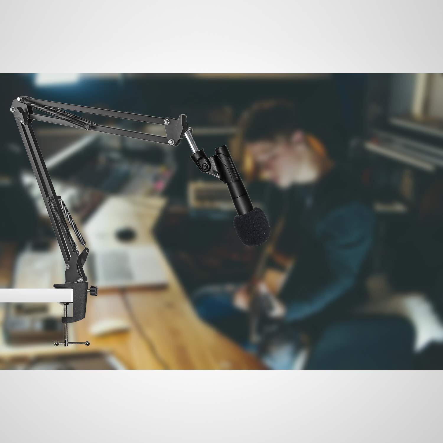 SM58 Mic Stand with Windscreen - Microphone Boom Arm Stand with Foam Cover Po...