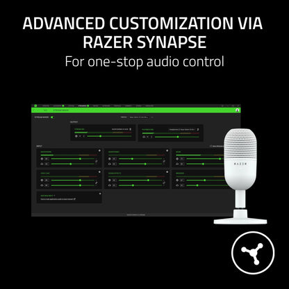 Seiren V3 Mini Ultra-Compact USB Microphone, Tap to Mute, White Edition