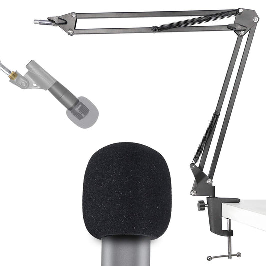 SM58 Mic Stand with Windscreen - Microphone Boom Arm Stand with Foam Cover Po...